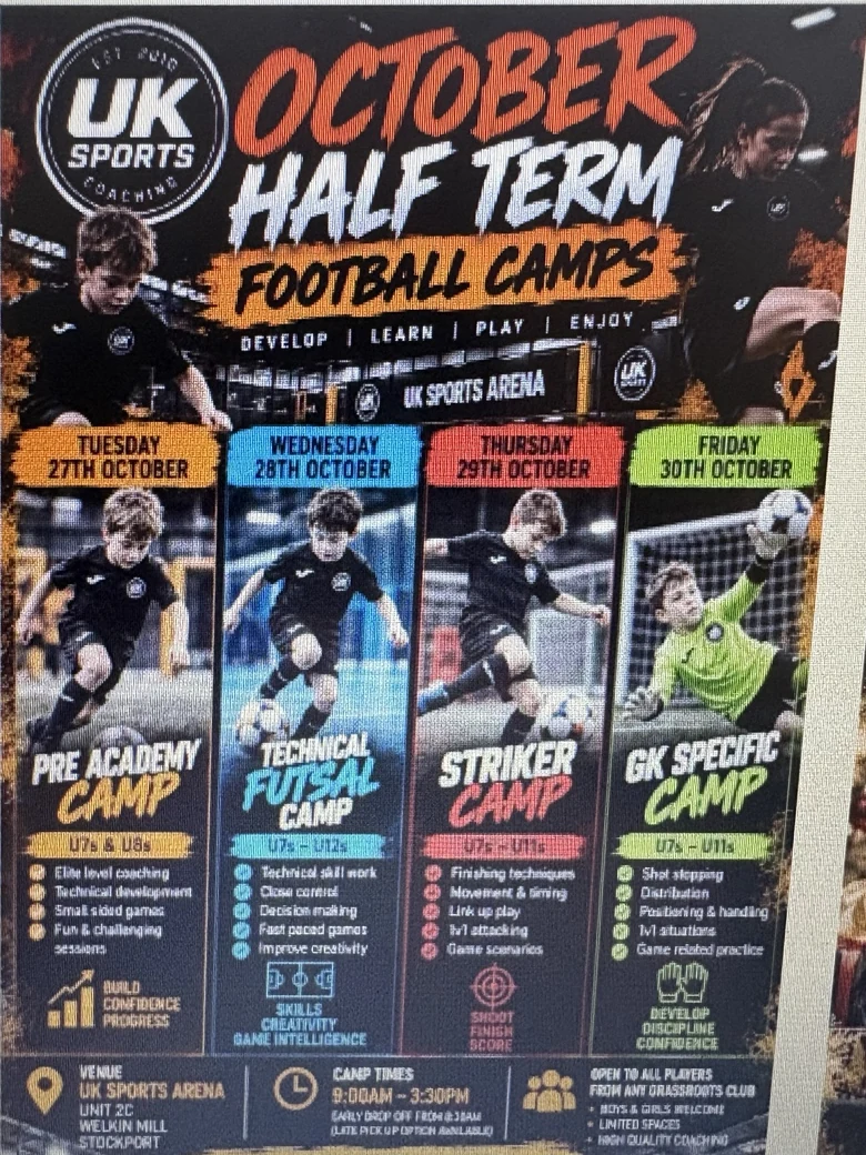 October Half-Term Football Camps poster